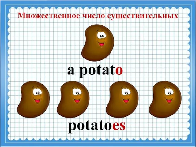 Множественное число существительных a potato potatoes