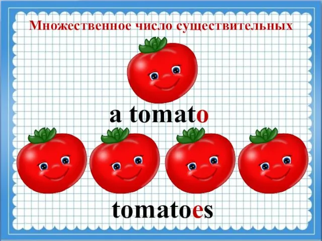 Множественное число существительных a tomato tomatoes