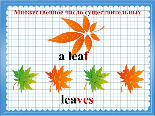 Множественное число существительных a leaf leaves