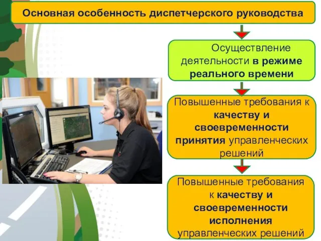 АВТОМАГИСТРАЛЬ Осуществление деятельности в режиме реального времени Основная особенность диспетчерского руководства