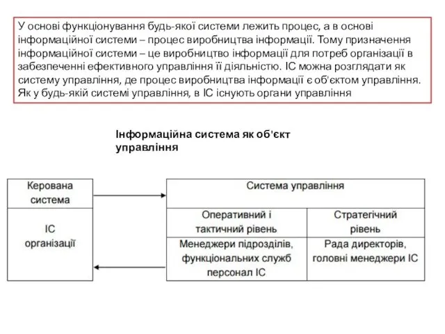 У основі функціонування будь-якої системи лежить процес, а в основі інформаційної