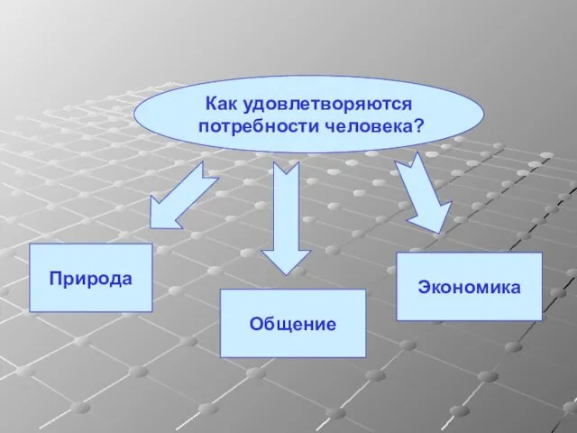 Природа Общение Экономика Как удовлетворяются потребности человека?