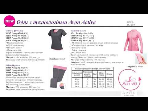 Одяг з технологіями Avon Active стор. 182-183 Жіноча футболка 61087 Розмір