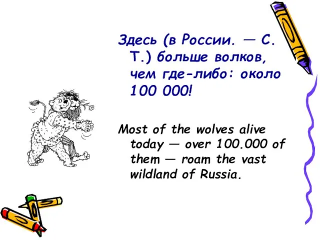 Здесь (в России. — С. Т.) больше волков, чем где-либо: около