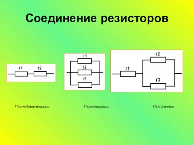 Соединение резисторов Последовательное Параллельное Смешанное