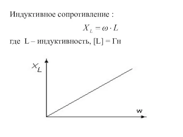 Индуктивное сопротивление : где L – индуктивность, [L] = Гн