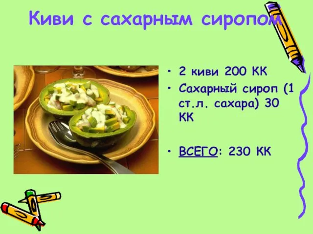 Киви с сахарным сиропом 2 киви 200 КК Сахарный сироп (1