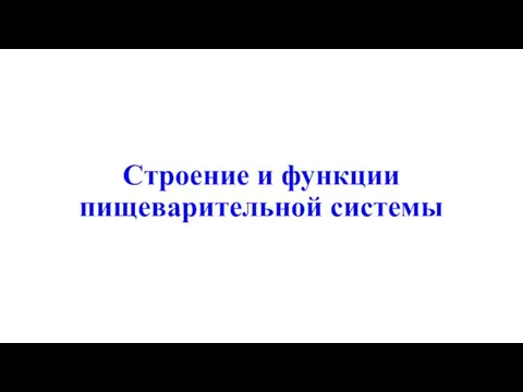 Строение и функции пищеварительной системы