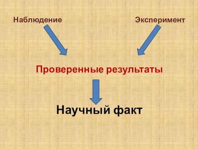 Наблюдение Эксперимент Проверенные результаты Научный факт