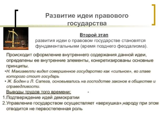 Развитие идеи правового государства Второй этап развития идеи о правовом государстве