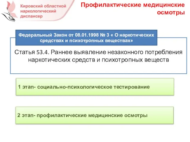 Статья 53.4. Раннее выявление незаконного потребления наркотических средств и психотропных веществ