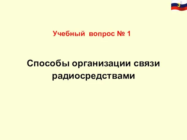 Учебный вопрос № 1 Способы организации связи радиосредствами