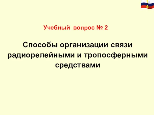 Учебный вопрос № 2 Способы организации связи радиорелейными и тропосферными средствами