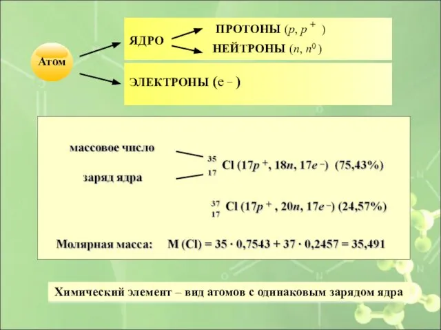 Химический элемент – вид атомов с одинаковым зарядом ядра