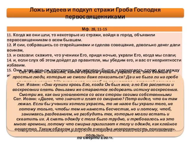 Свт. Иоанн: «Скажите, каким образом ученики украли Его, эти бедные и