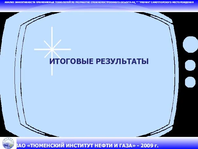 ИТОГОВЫЕ РЕЗУЛЬТАТЫ АНАЛИЗ ЭФФЕКТИВНОСТИ ПРИМЕНЯЕМЫХ ТЕХНОЛОГИЙ ПО РАЗРАБОТКЕ СЛОЖНОПОСТРОЕННОГО ОБЪЕКТА АВ11-2 “РЯБЧИК” САМОТЛОРСКОГО МЕСТОРОЖДЕНИЯ