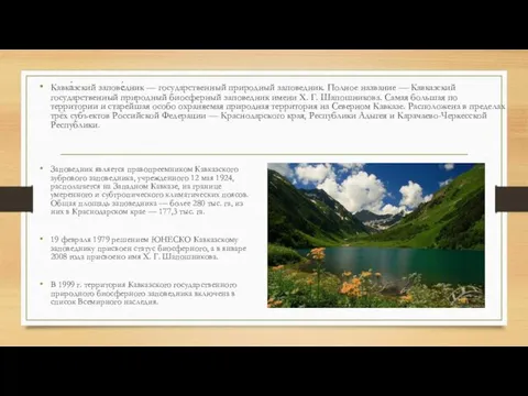 Заповедник является правопреемником Кавказского зубрового заповедника, учрежденного 12 мая 1924, располагается