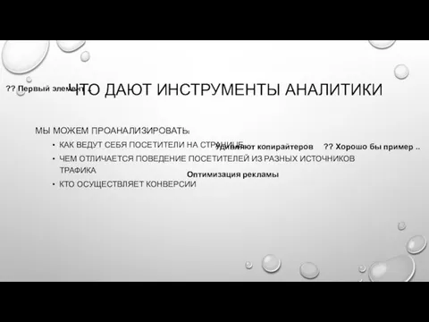 ЧТО ДАЮТ ИНСТРУМЕНТЫ АНАЛИТИКИ МЫ МОЖЕМ ПРОАНАЛИЗИРОВАТЬ: КАК ВЕДУТ СЕБЯ ПОСЕТИТЕЛИ