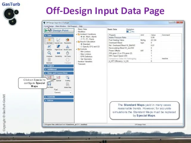 Off-Design Input Data Page Copyright © GasTurb GmbH Click on Special