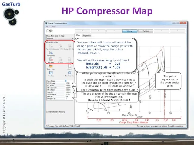 HP Compressor Map Copyright © GasTurb GmbH In this window you