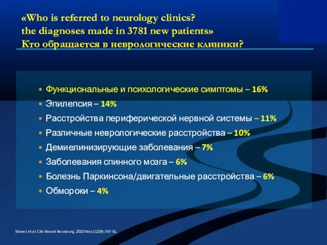 Stone J et al. Clin Neurol Neurosurg. 2010 Nov;112(9):747-51. «Who is