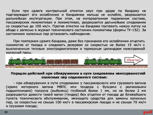 Если при сдвиге контрольной отметки звук при ударе по бандажу не