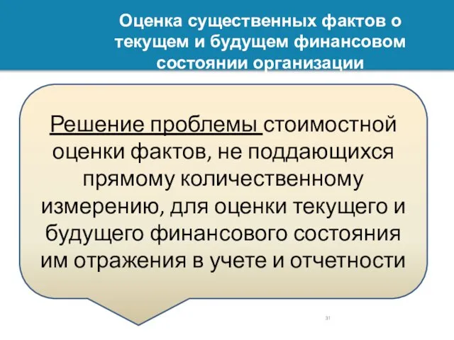 Оценка существенных фактов о текущем и будущем финансовом состоянии организации Решение