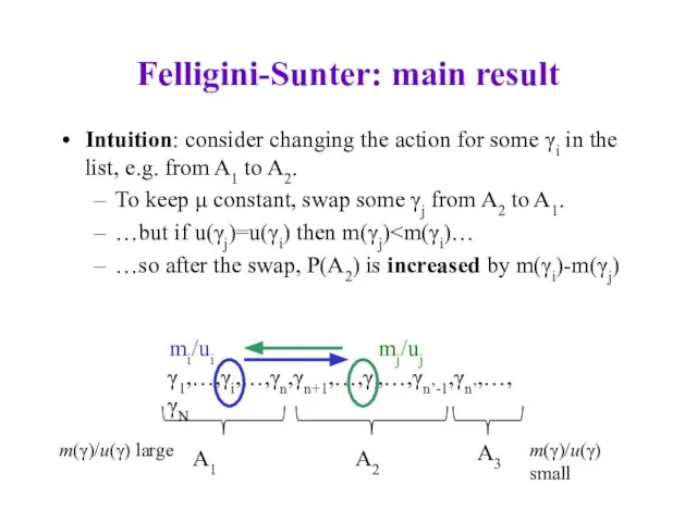 Felligini-Sunter: main result Intuition: consider changing the action for some γi