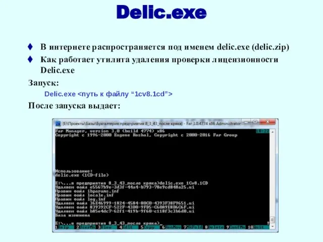 Delic.exe В интернете распространяется под именем delic.exe (delic.zip) Как работает утилита