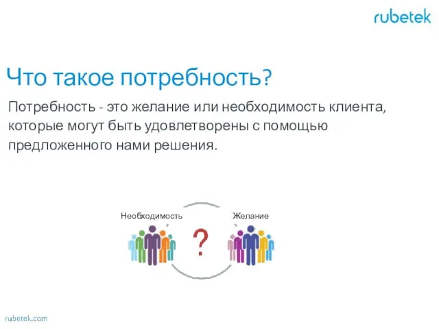 Что такое потребность? Потребность - это желание или необходимость клиента, которые