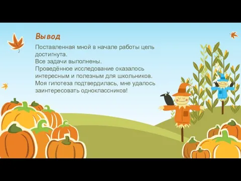 Вывод Поставленная мной в начале работы цель достигнута. Все задачи выполнены.