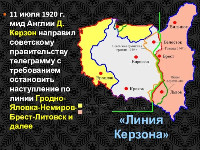 11 июля 1920 г. мид Англии Д.Керзон направил советскому правительству телеграмму