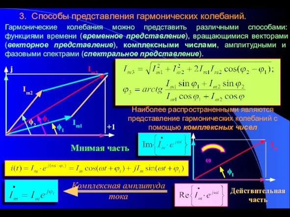 3. Способы представления гармонических колебаний. Гармонические колебания можно представить различными способами: