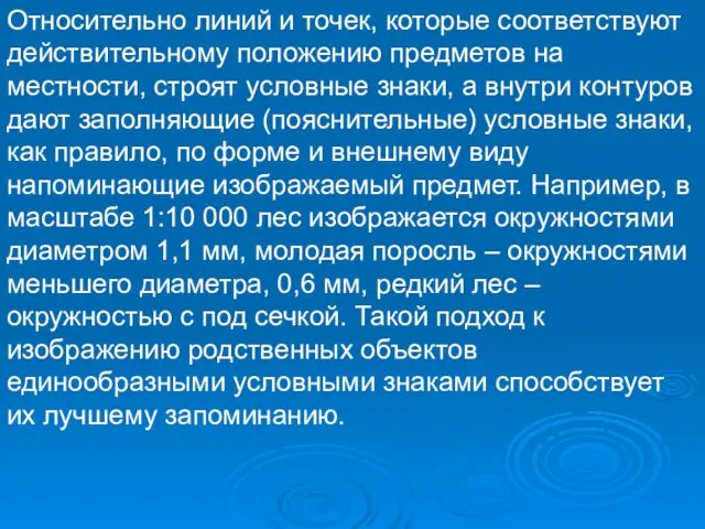 Относительно линий и точек, которые соответствуют действительному положению предметов на местности,