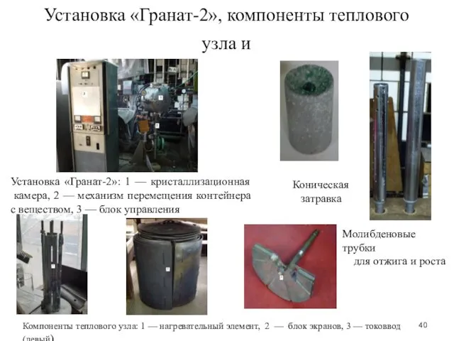 Установка «Гранат-2», компоненты теплового узла и Компоненты теплового узла: 1 —