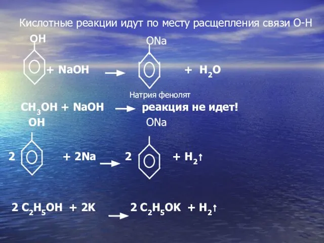 ONa + NaOH + H2O Натрия фенолят CH3OH + NaOH реакция