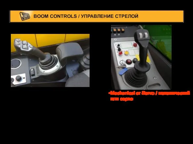 BOOM CONTROLS / УПРАВЛЕНИЕ СТРЕЛОЙ Mechanical or Servo / механический или