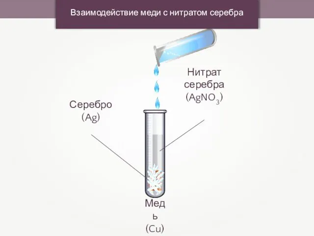 Медь (Cu) Взаимодействие меди с нитратом серебра