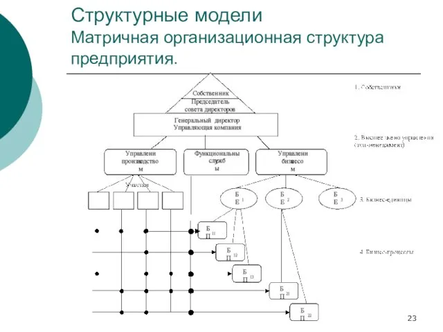 Структурные модели Матричная организационная структура предприятия.