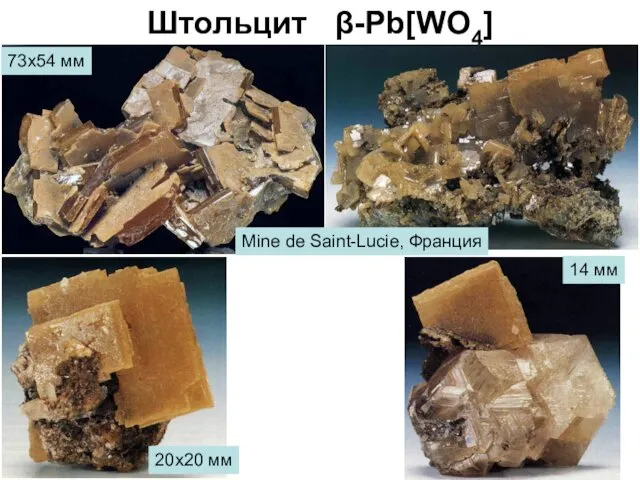 Штольцит β-Pb[WO4] 73х54 мм Mine de Saint-Lucie, Франция 20x20 мм 14 мм