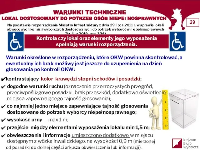 WARUNKI TECHNICZNE LOKAL DOSTOSOWANY DO POTRZEB OSÓB NIEPEŁNOSPRAWNYCH Na podstawie rozporządzenia