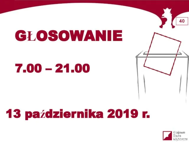 GŁOSOWANIE 7.00 – 21.00 13 października 2019 r.