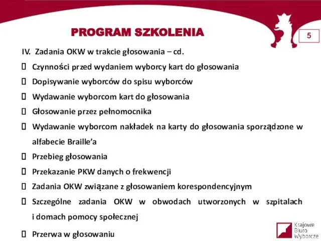 IV. Zadania OKW w trakcie głosowania – cd. Czynności przed wydaniem