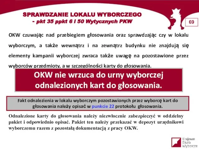 SPRAWDZANIE LOKALU WYBORCZEGO - pkt 35 ppkt 6 i 50 Wytycznych