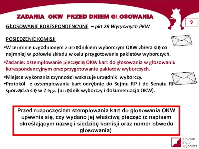 ZADANIA OKW PRZED DNIEM GŁOSOWANIA GŁOSOWANIE KORESPONDENCYJNE – pkt 28 Wytycznych