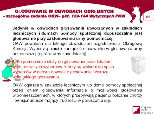 GŁOSOWANIE W OBWODACH ODRĘBNYCH - szczególne zadania OKW– pkt. 139-144 Wytycznych