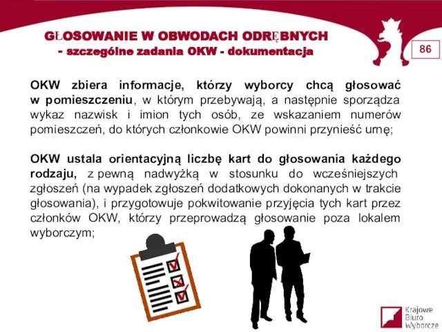 GŁOSOWANIE W OBWODACH ODRĘBNYCH - szczególne zadania OKW - dokumentacja OKW