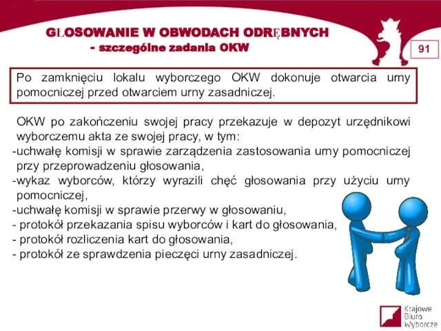 GŁOSOWANIE W OBWODACH ODRĘBNYCH - szczególne zadania OKW Po zamknięciu lokalu