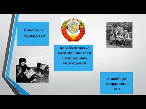 Советское государство не заботилось о расширении сети специальных учреждений А наоборот сдерживало его.