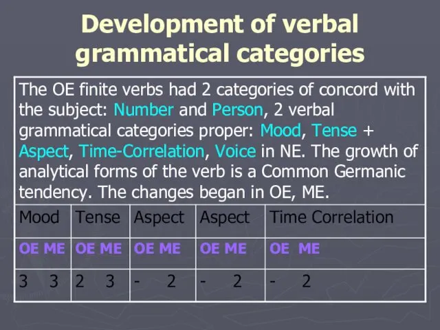 Development of verbal grammatical categories